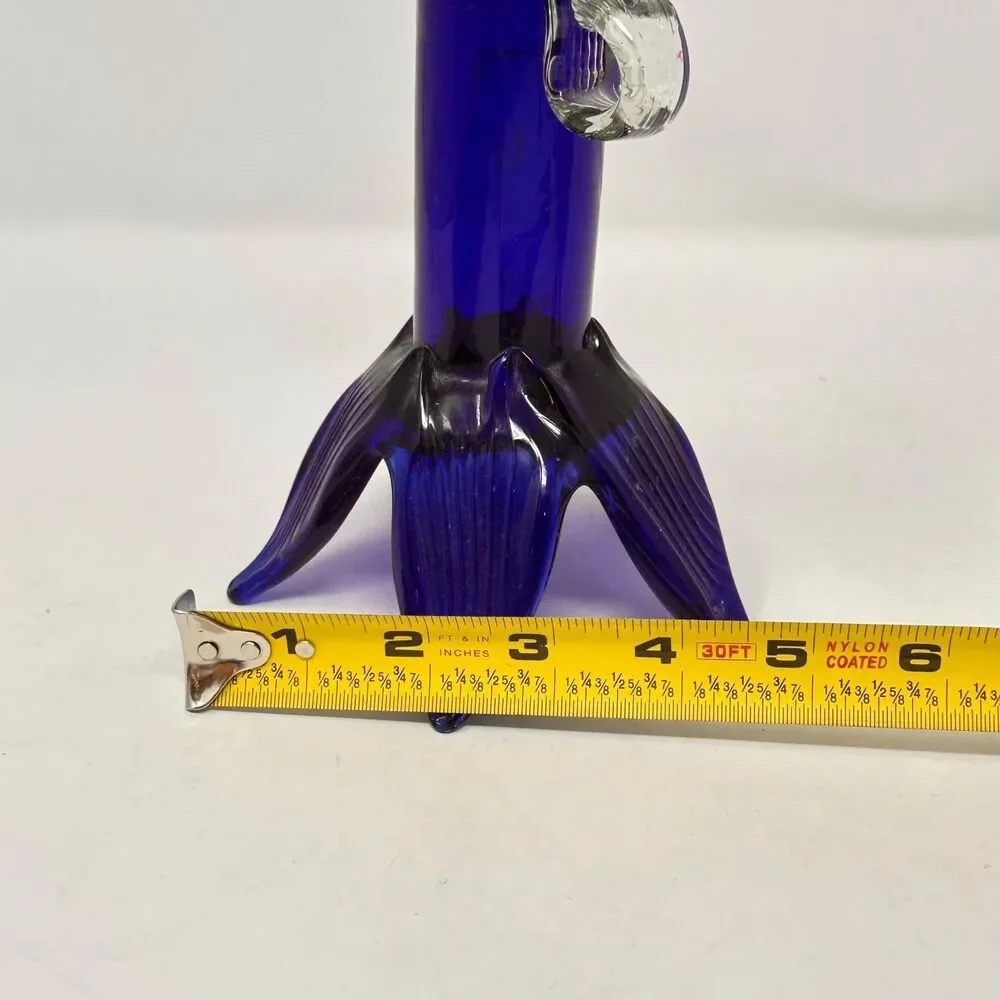 Vintage Cobalt Blue Glass Hanging Wall Pocket Bud Vase Jack in Pulpit Flared Rim